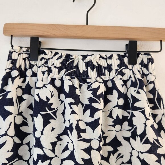 J. Crew Linen Blend Floral Career Skirt Elastic Pull-On Waist Professional 0 - Picture 3 of 6